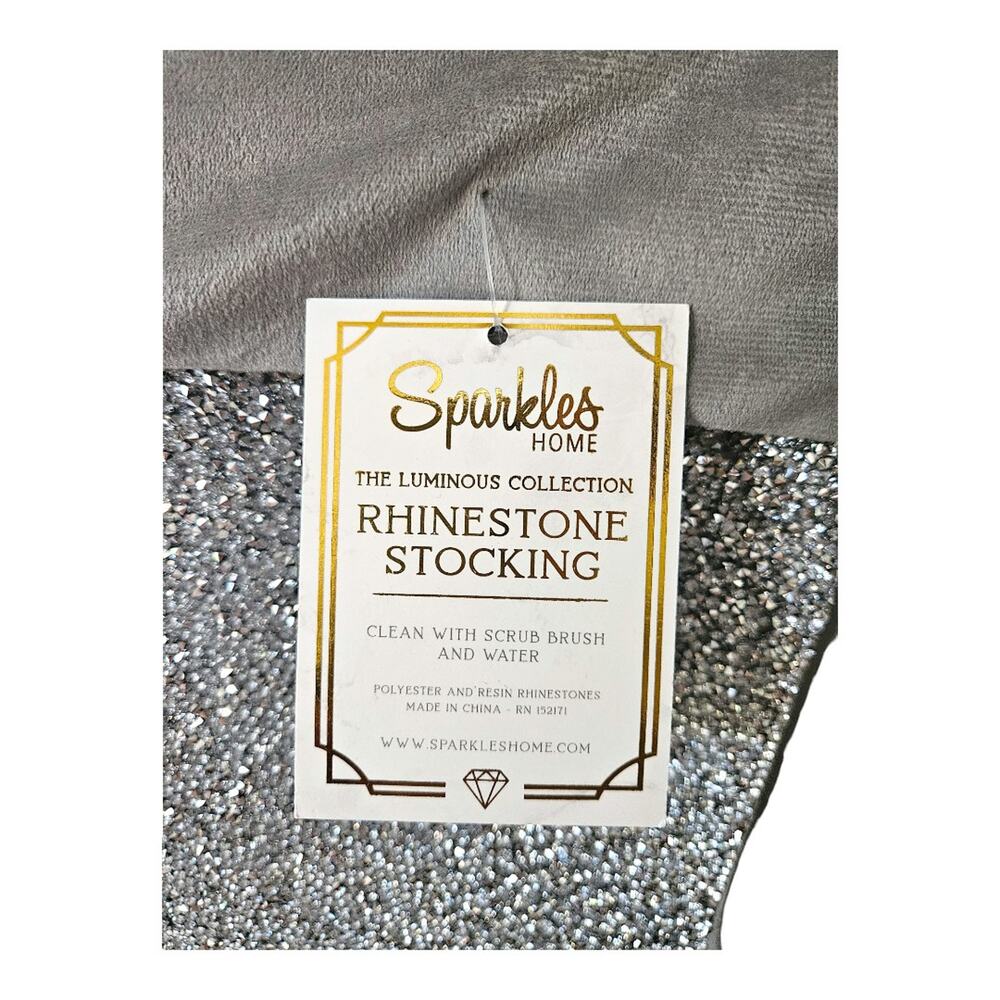 NEW Sparkles Home Luminous Collection Rhinestone Stocking in Silver - Picture 2 of 6